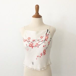 100% Silk Cherry Plum Blossom Tank Top